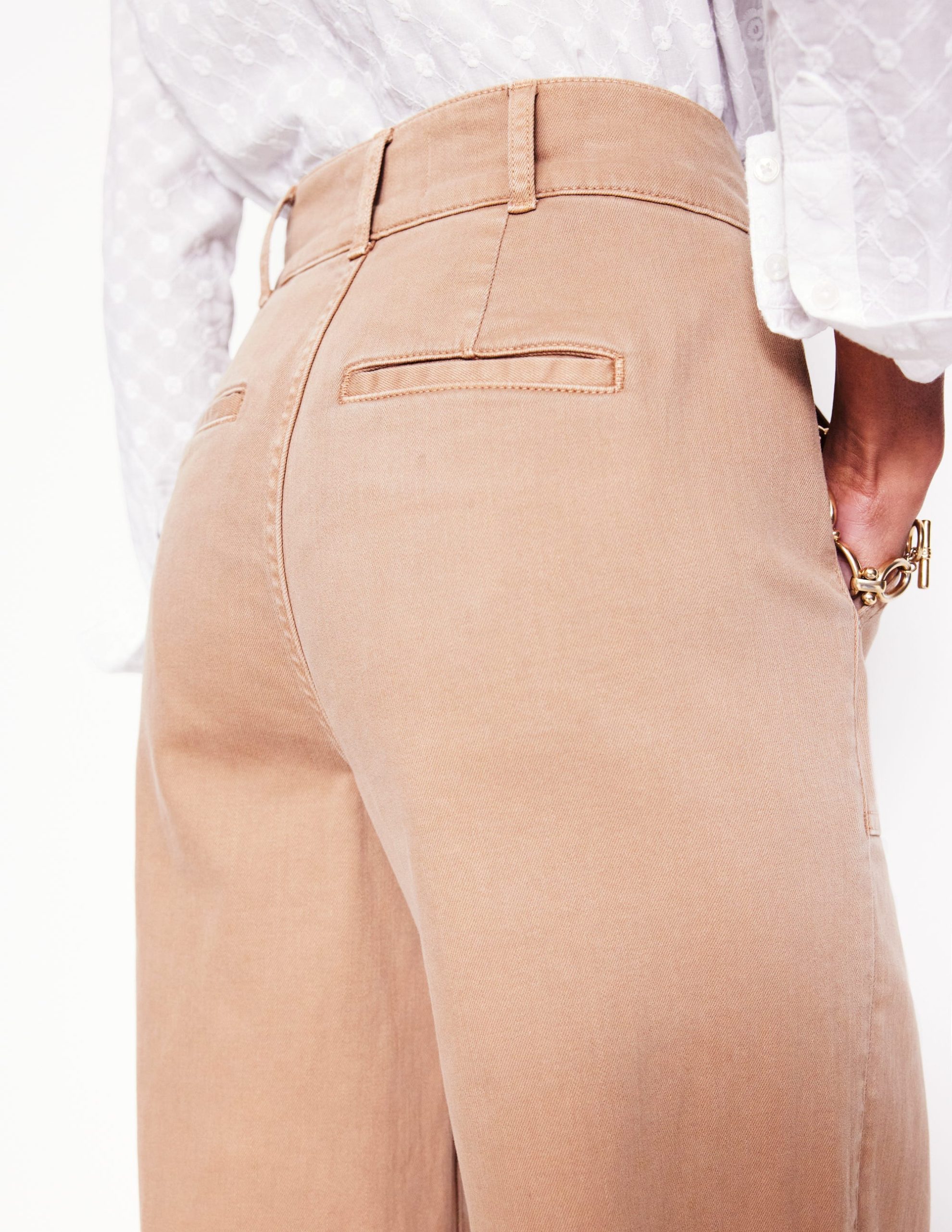 Wide Leg Cargo Trousers-Cappuccino - Image 5