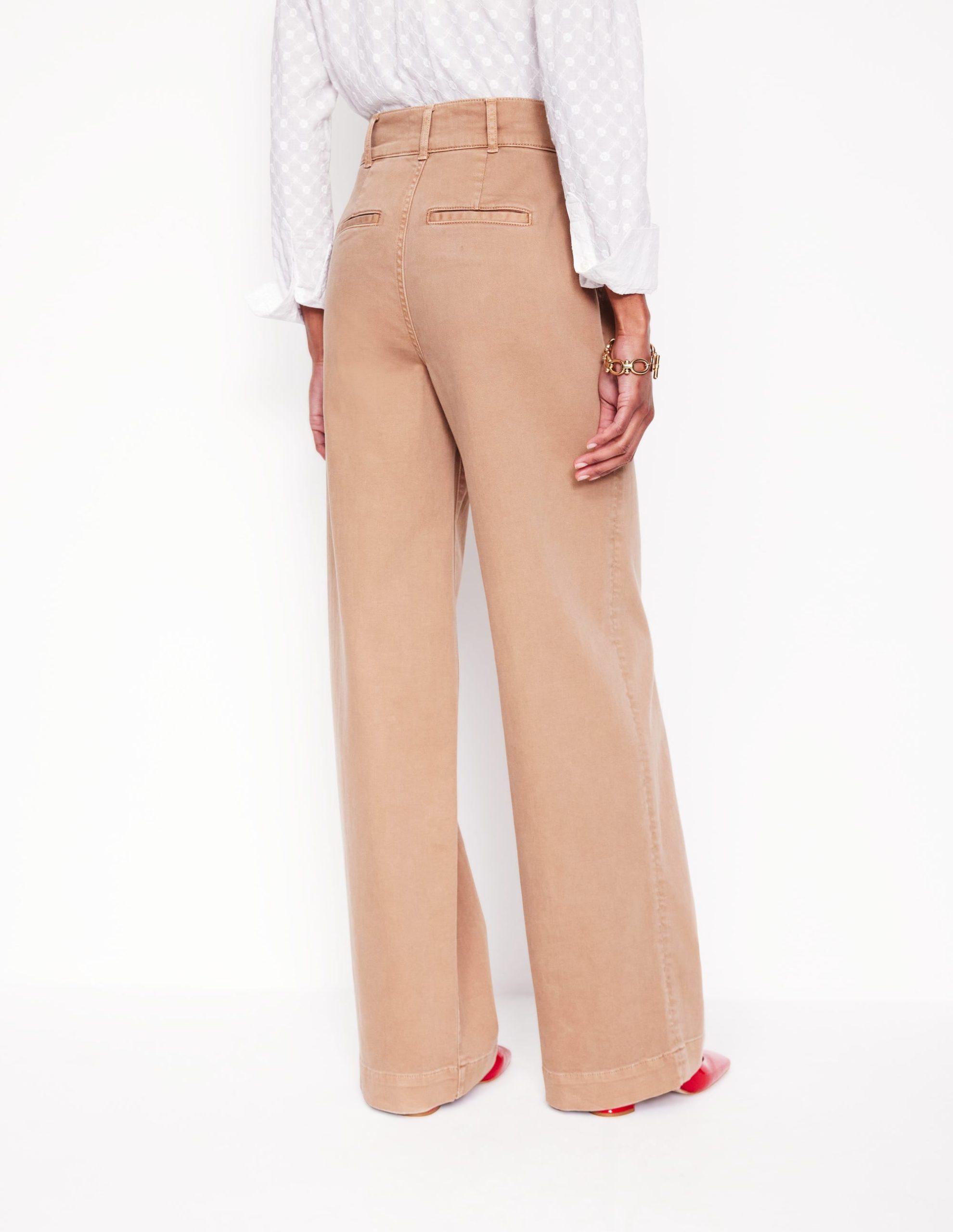 Wide Leg Cargo Trousers-Cappuccino - Image 6
