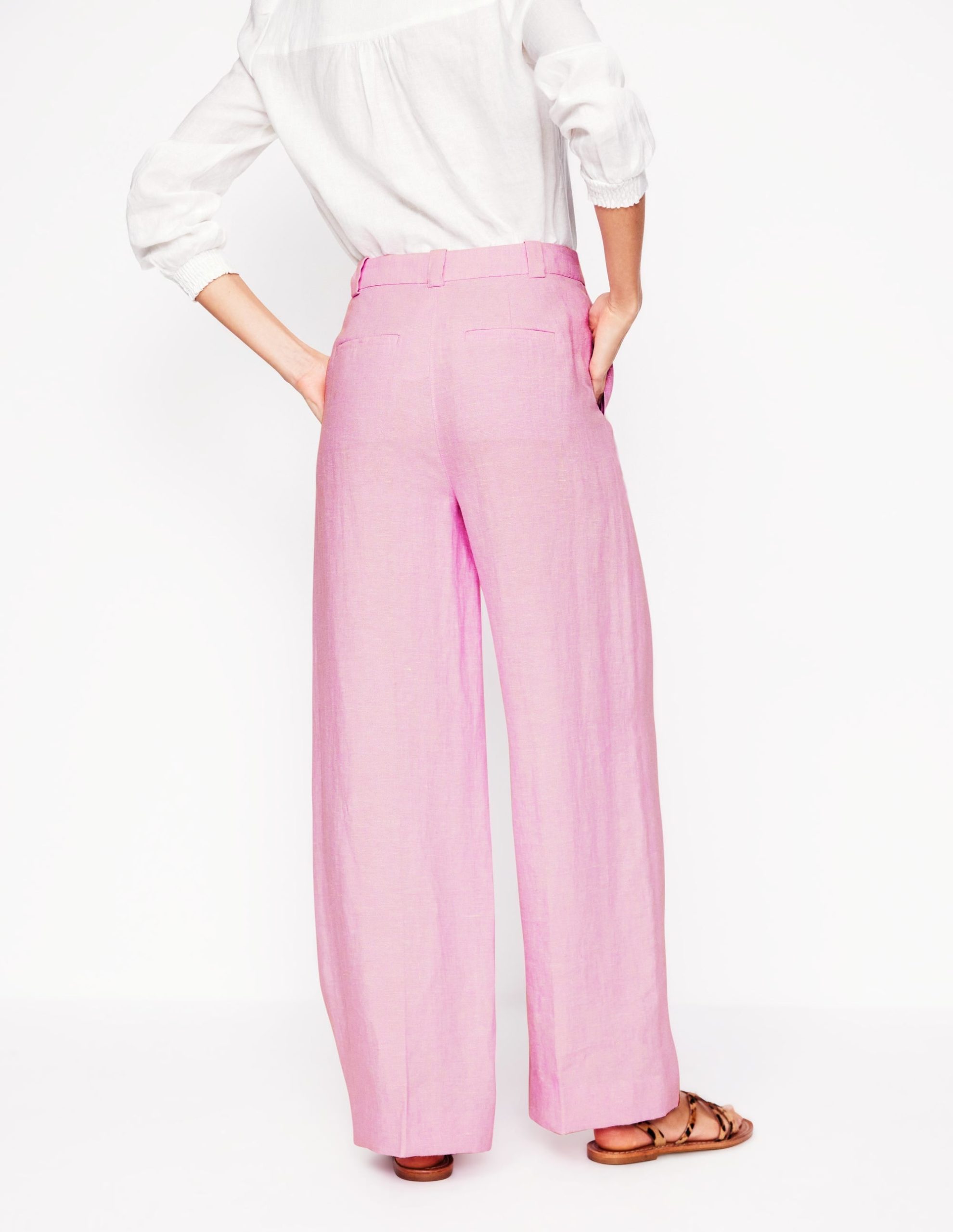 Westbourne Linen Trousers-Meadowsweet Pink Chambray - Image 2