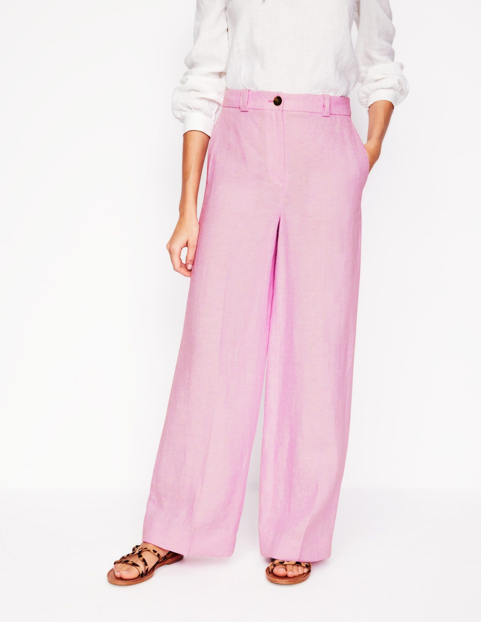 Westbourne Linen Trousers-Meadowsweet Pink Chambray - Image 3