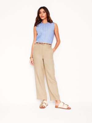 Westbourne Crop Linen Pants-Oatmeal