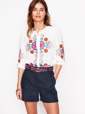 Westbourne Linen Shorts-Navy