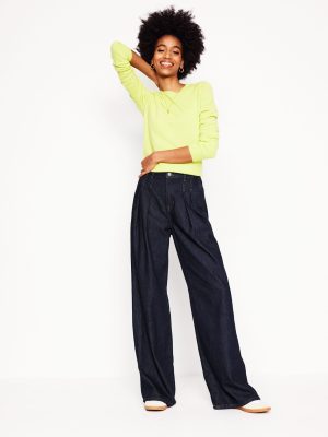 Mid Rise Fluid Denim Pants-Indigo Rinse