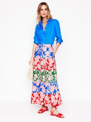Nadia Poplin Maxi Skirt-Multi. Blossom Cascade