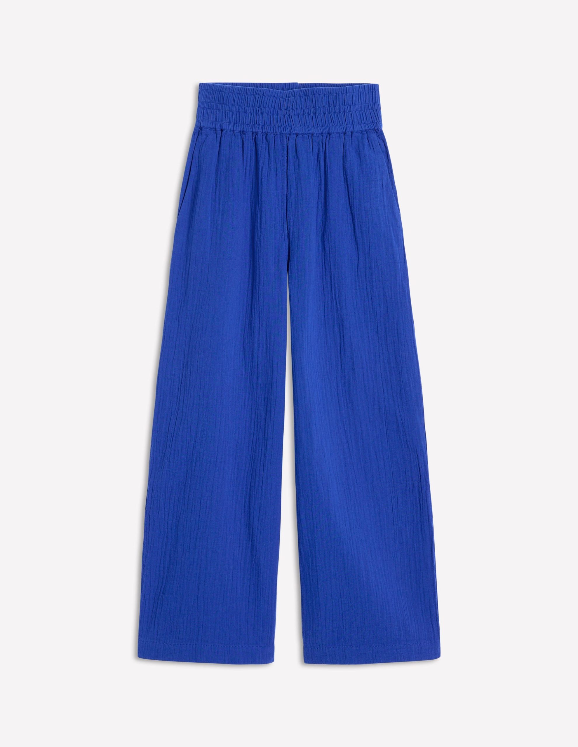 Cropped Double Cloth Trousers-Bright Blue - Image 5