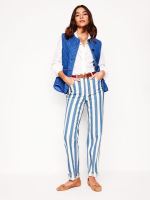 High Rise Stripe Jeans-Marine Wide Stripe