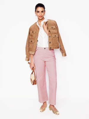 High Rise Straight Cord Jeans-Vintage Pink