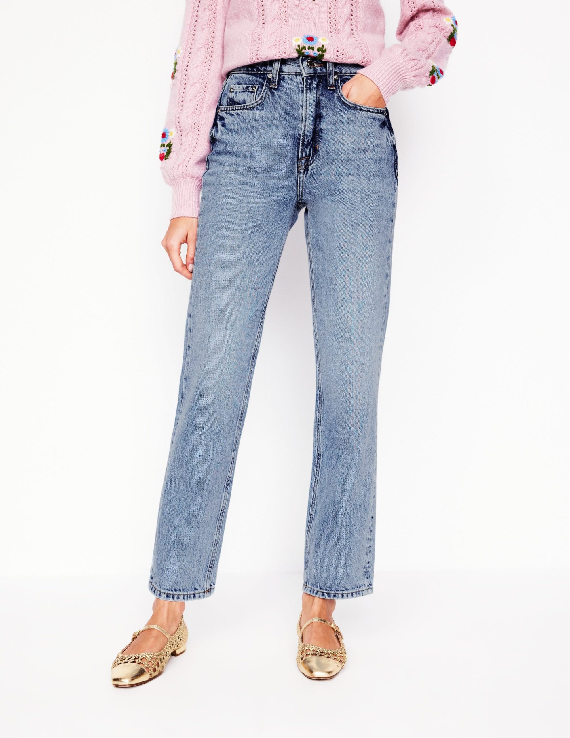 High Rise Rigid Straight Jeans-Light Vintage - Image 3