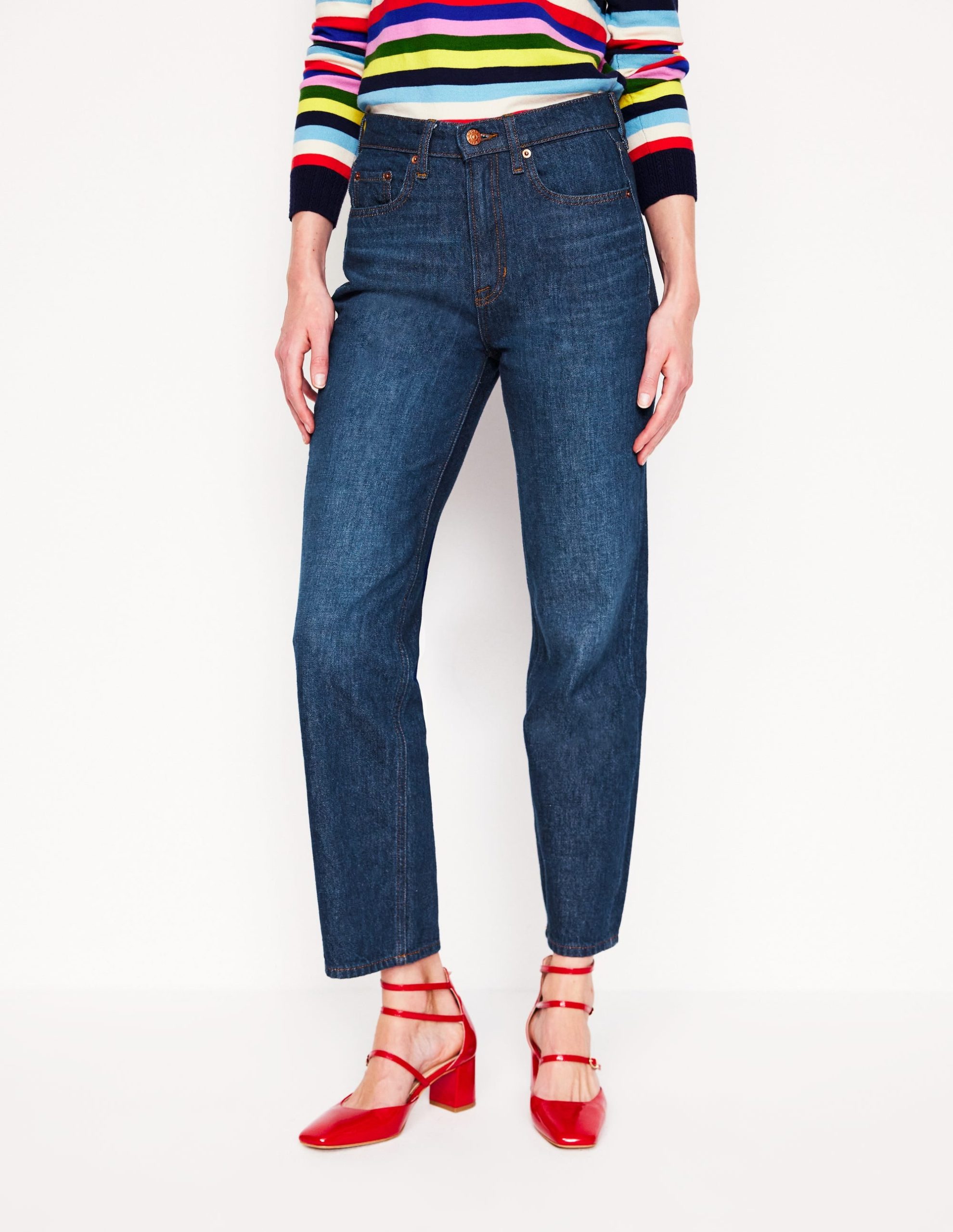 High Rise Straight Leg Jeans-Indigo Rinse - Image 4