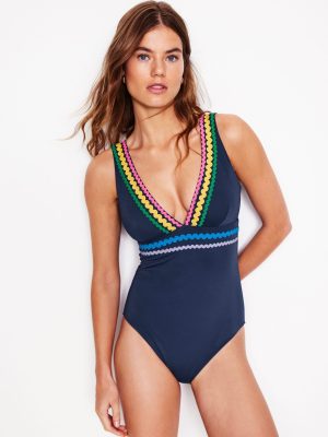 Porto V-neck Swimsuit-Navy Rik Rak