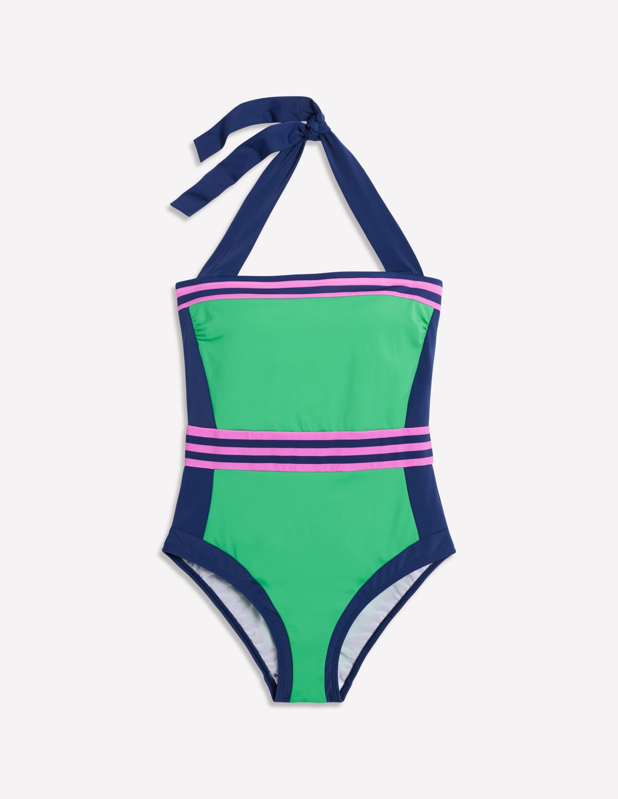 Santorini Halterneck Swimsuit-Green Colourblock - Image 5