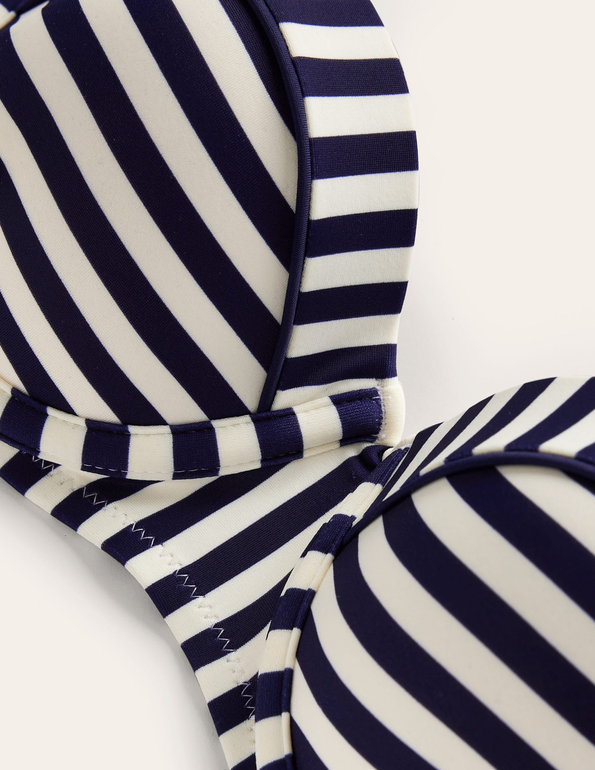 Rhodes Cup-Size Bikini Top-Navy. Ivory Stripe - Image 8