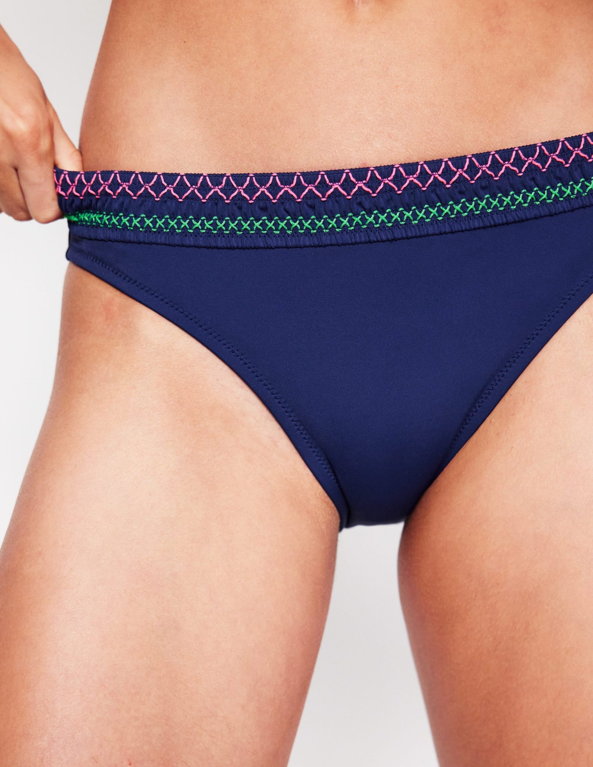 Milos Smocked Bikini Bottoms-Navy - Image 2