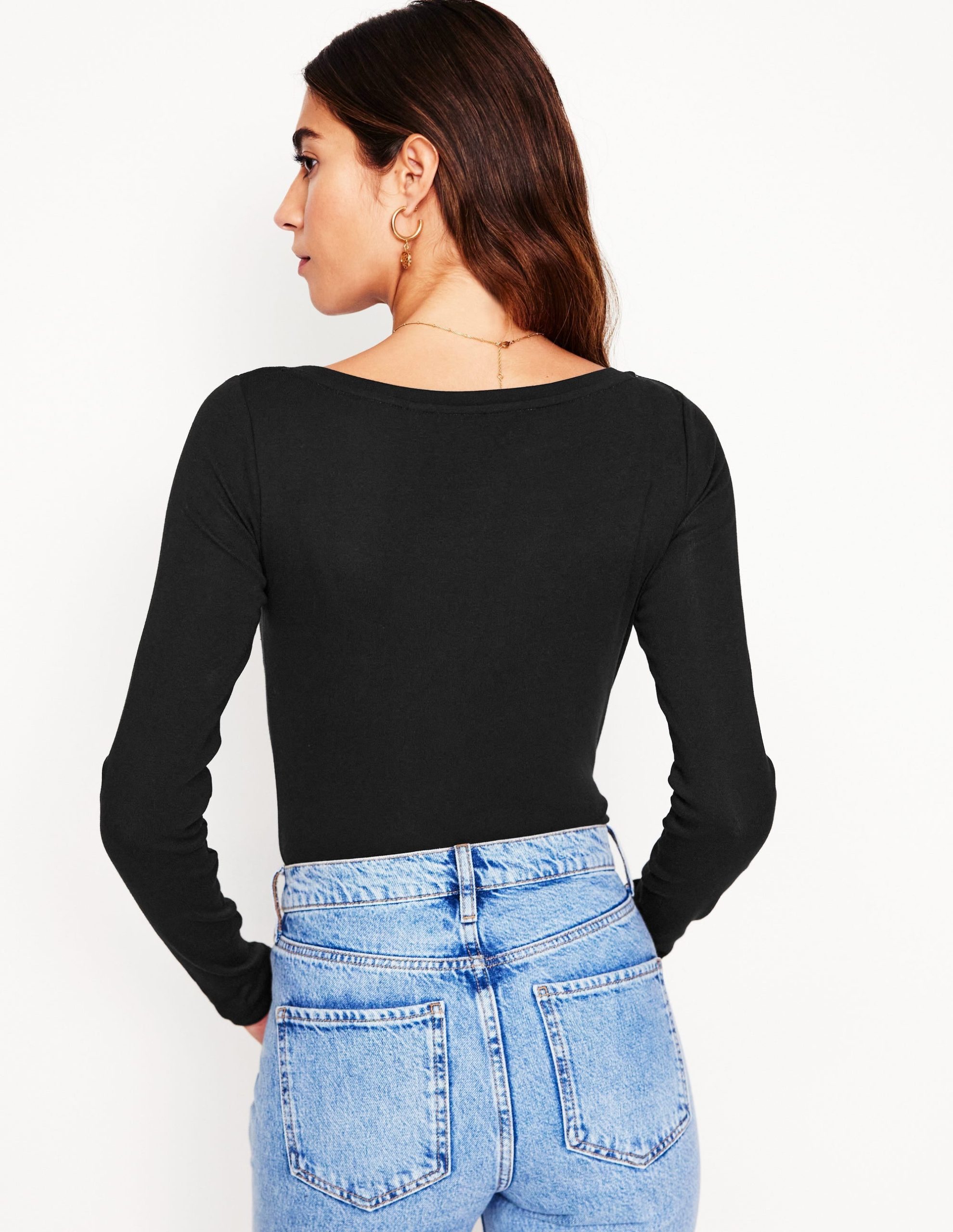 Essential Boat-Neck Jersey Top-Black - Image 3