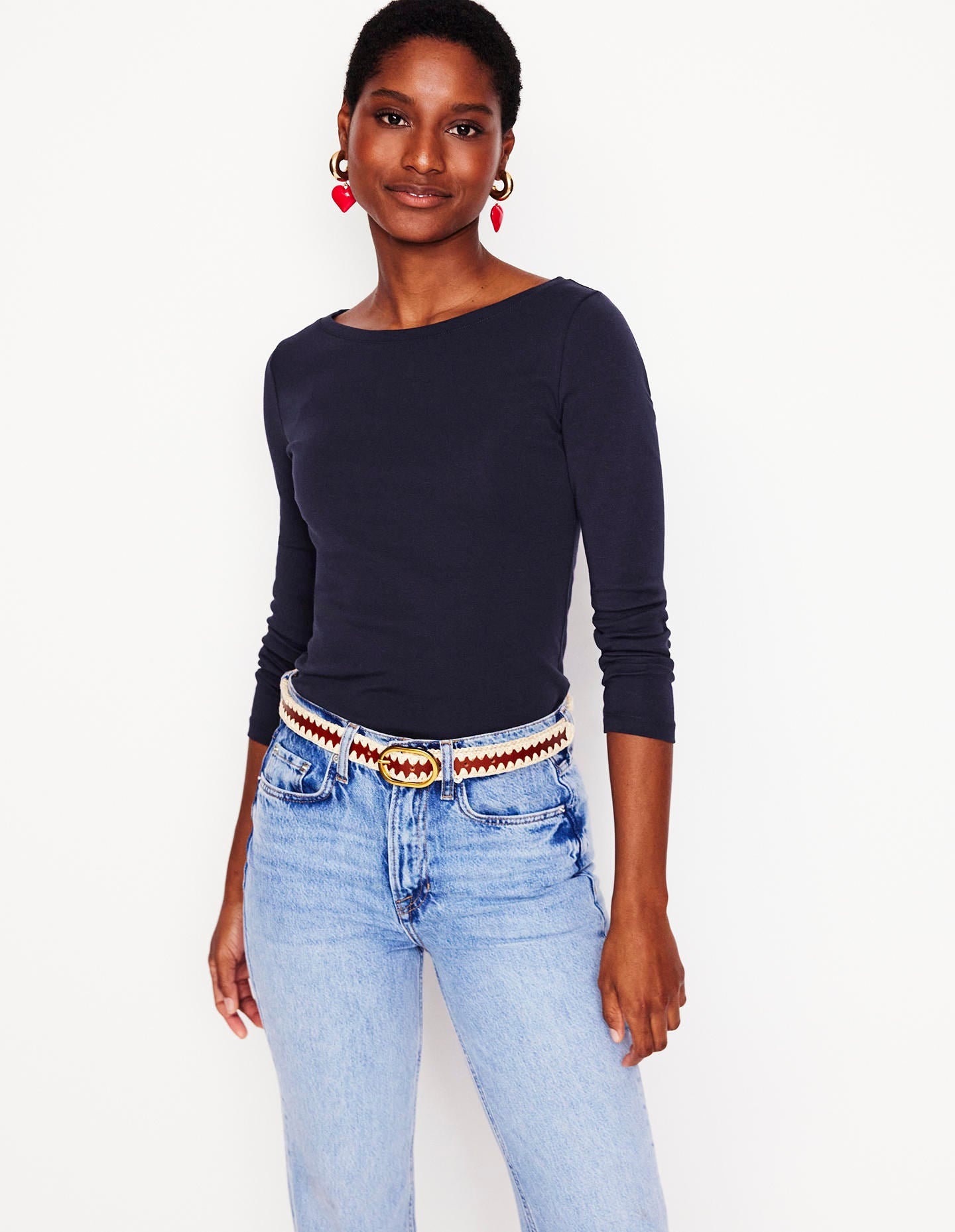 Essential Boat-Neck Jersey Top-Navy - Image 2