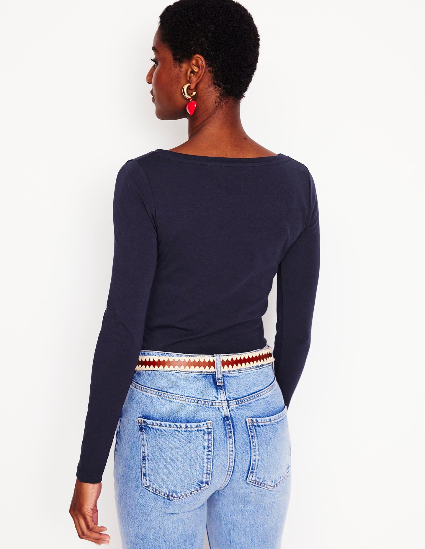 Essential Boat-Neck Jersey Top-Navy - Image 3