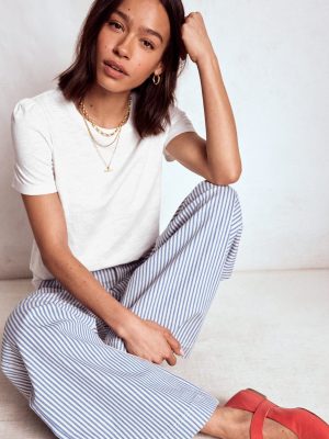 Cotton Puff Sleeve T-Shirt-White