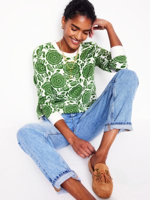 Hannah Printed Sweatshirt-Paradise Green. Dahlia stamp