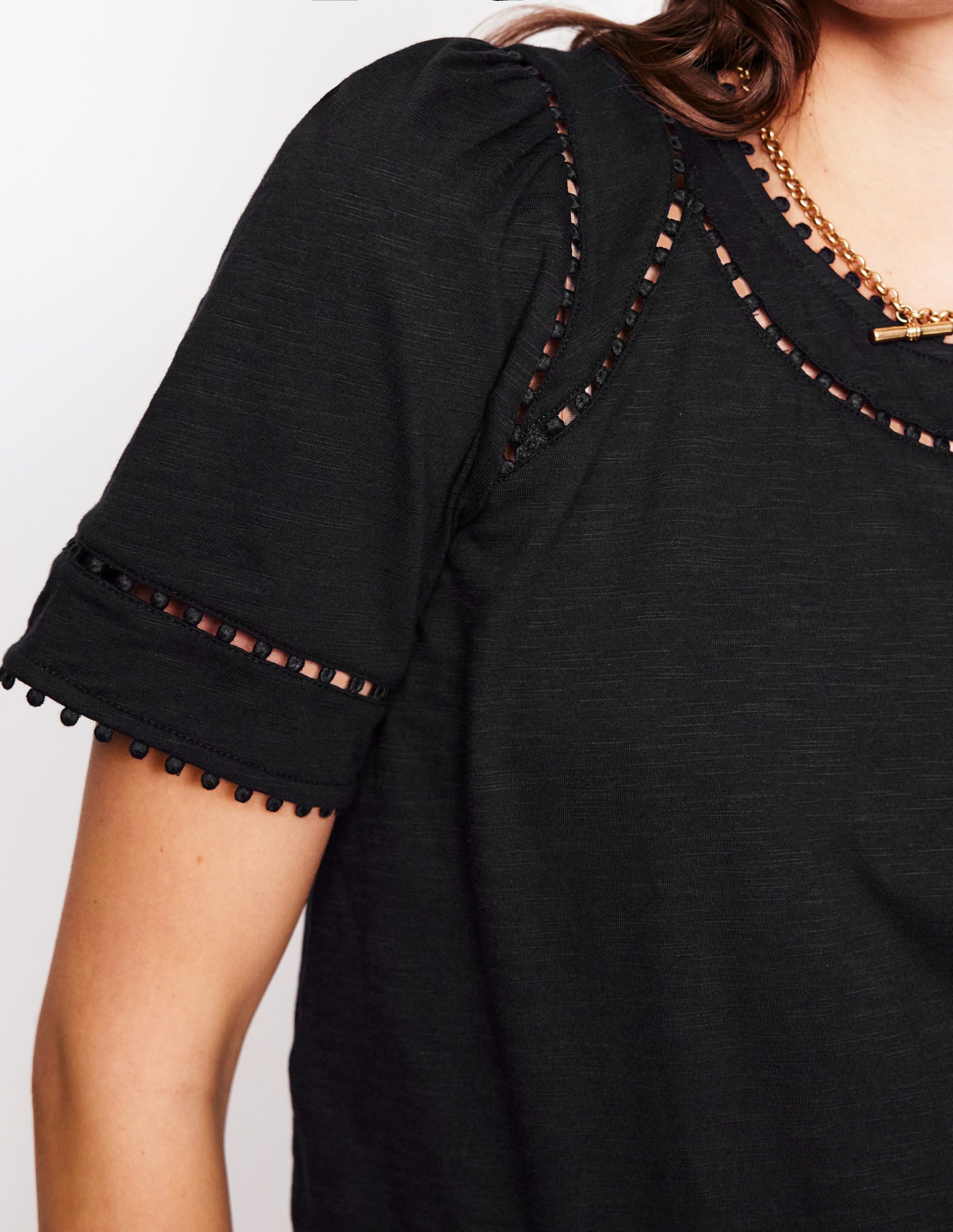 Mila Trim Detail Top-Black - Image 2