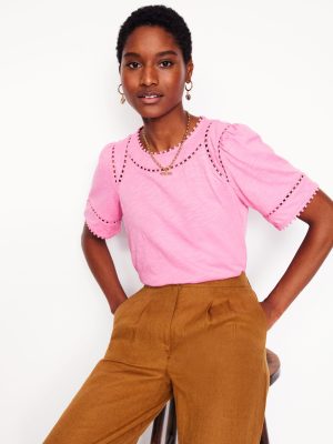 Mila Trim Detail Top-Meadowsweet Pink