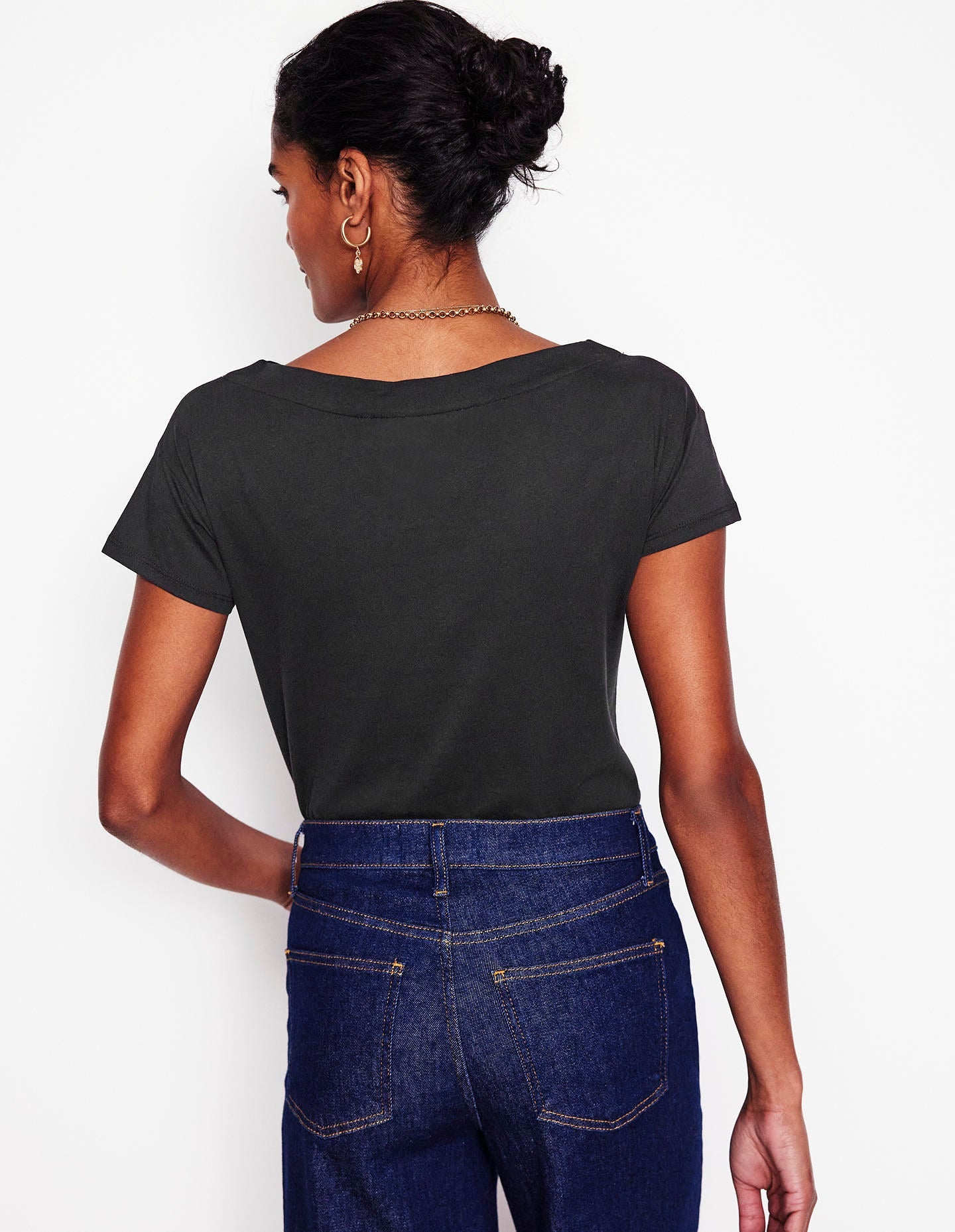 Supersoft Boat Neck T-Shirt-Black - Image 3