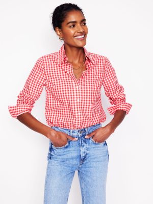 Sienna Cotton Shirt-Jam Red Gingham
