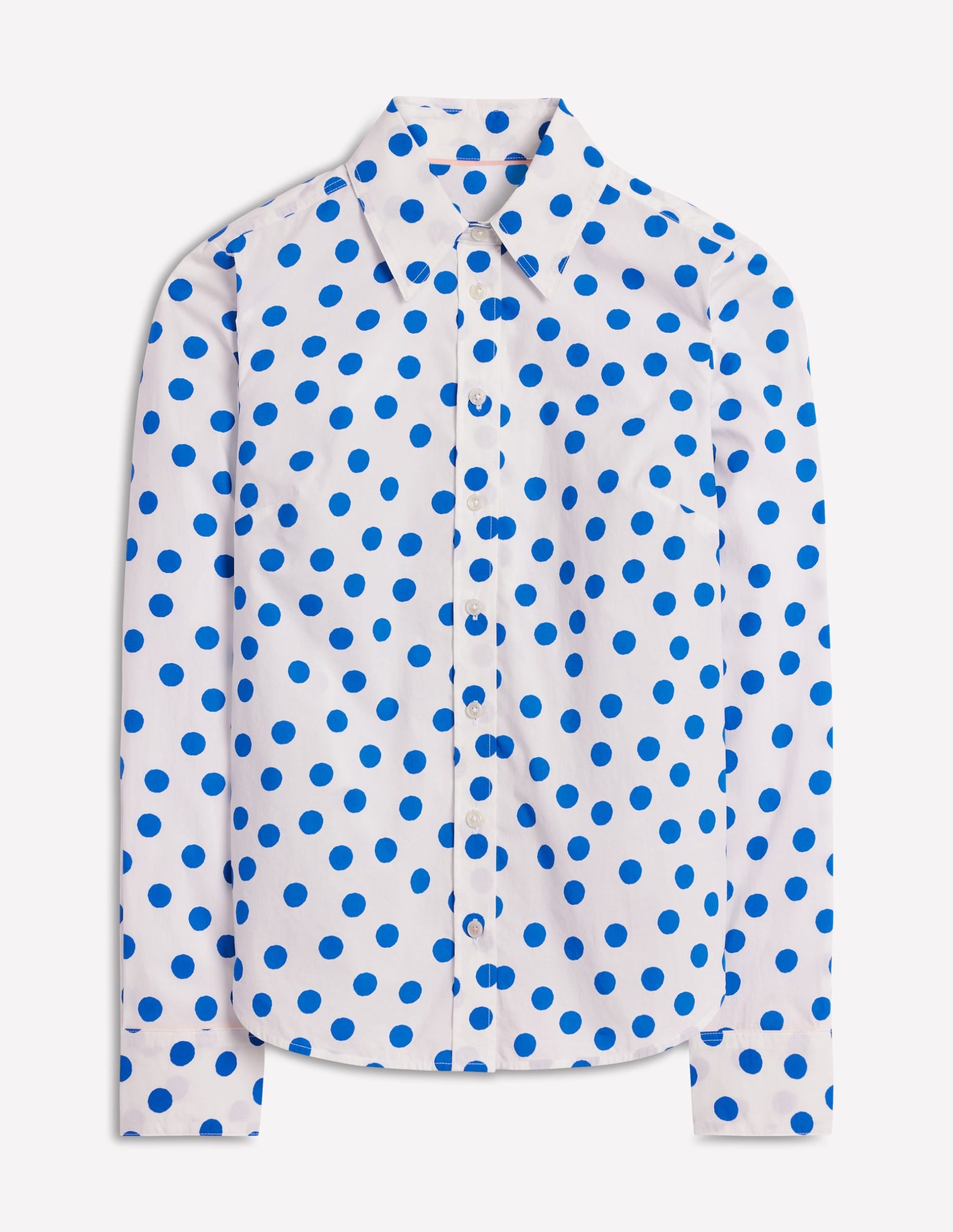 Sienna Cotton Shirt-Ivory. Blue Abstract Dot - Image 6