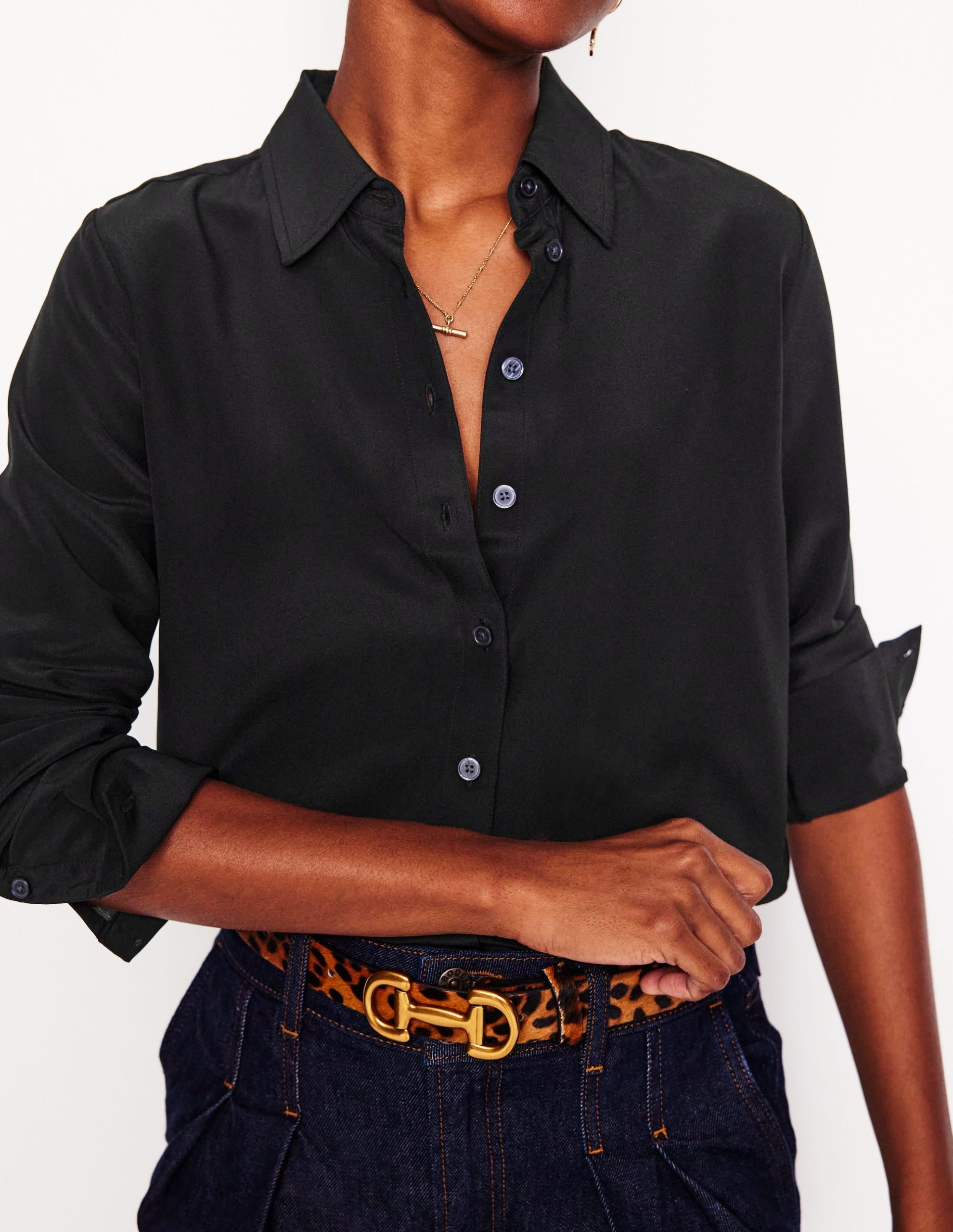 Sienna Silk Shirt-Black - Image 2