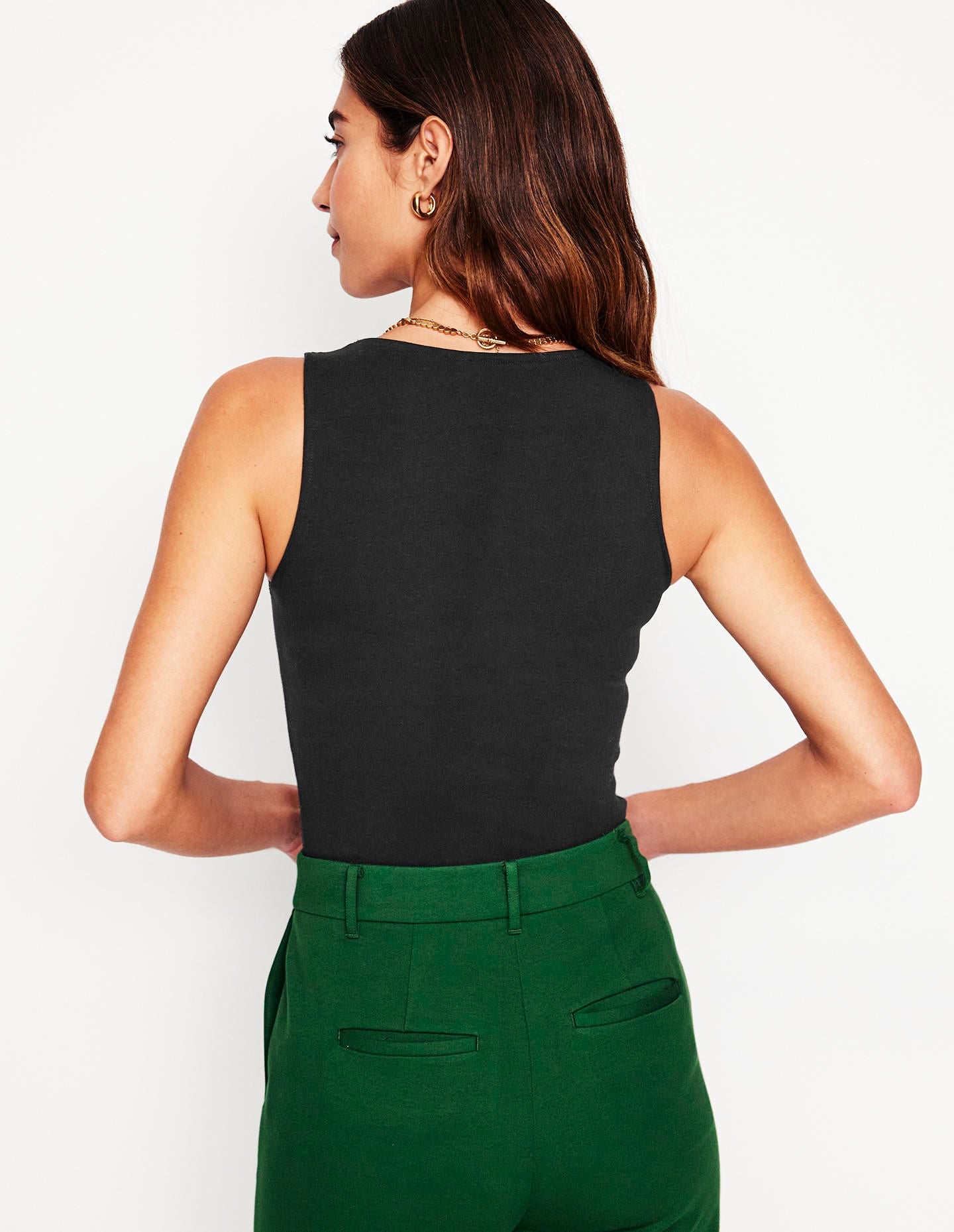 Double Layer Scoop Neck Vest-Black - Image 3