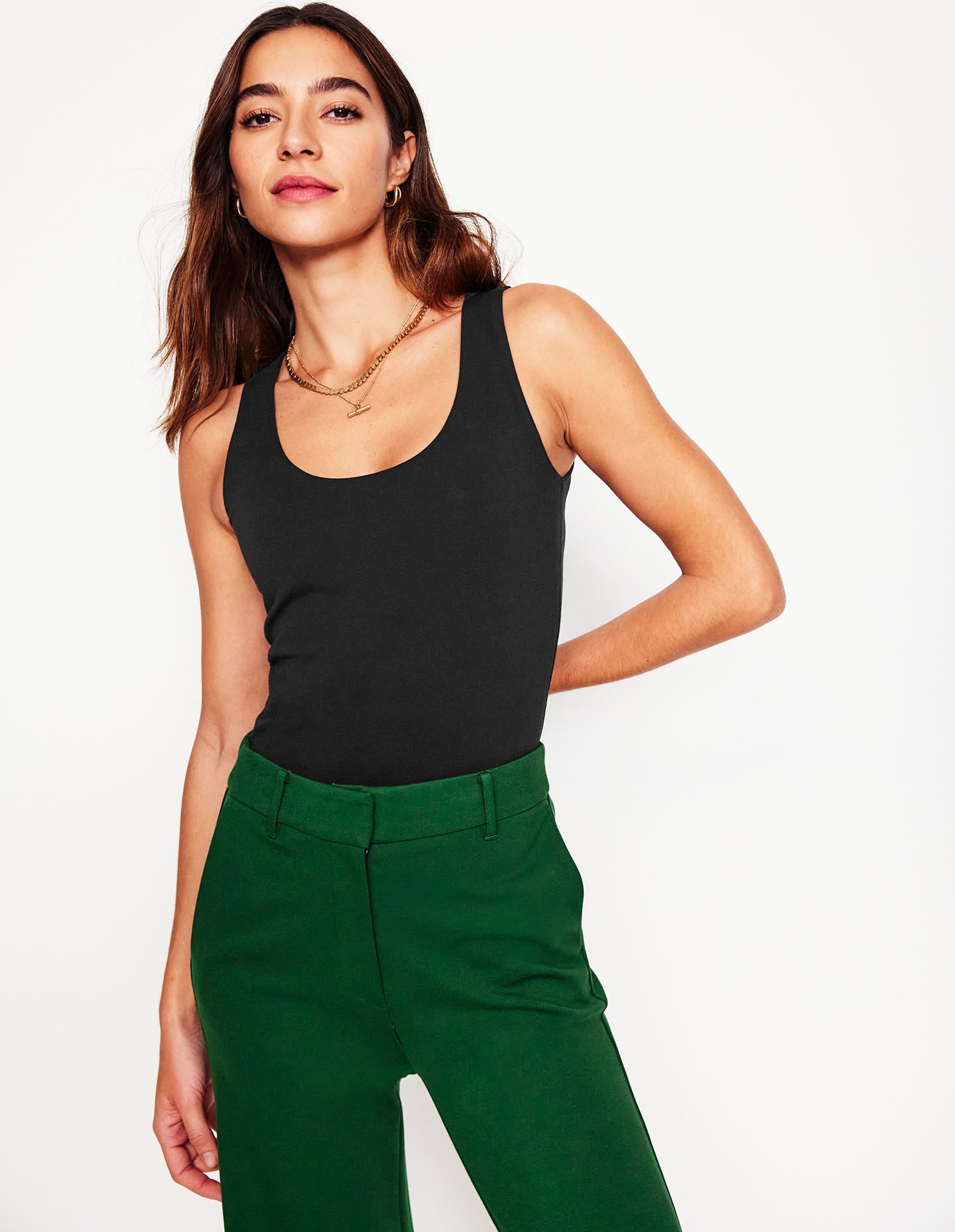 Double Layer Scoop Neck Vest-Black - Image 4