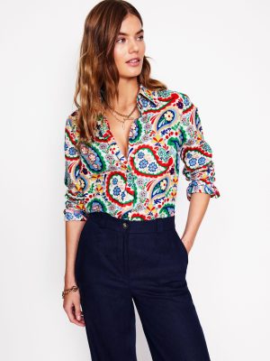 Sienna Linen Shirt-Multi Meadow Paisley
