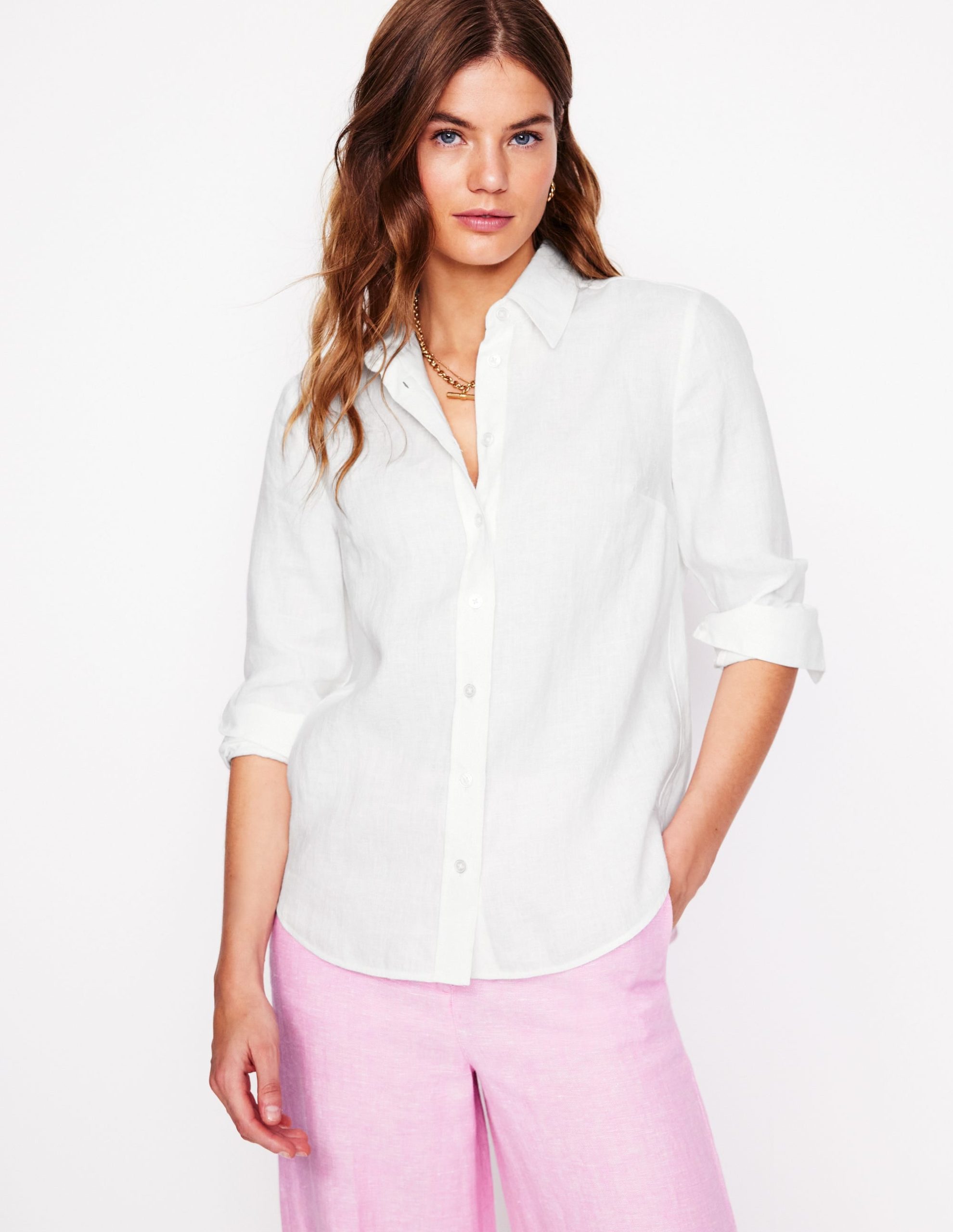 Sienna Linen Shirt-White - Image 4