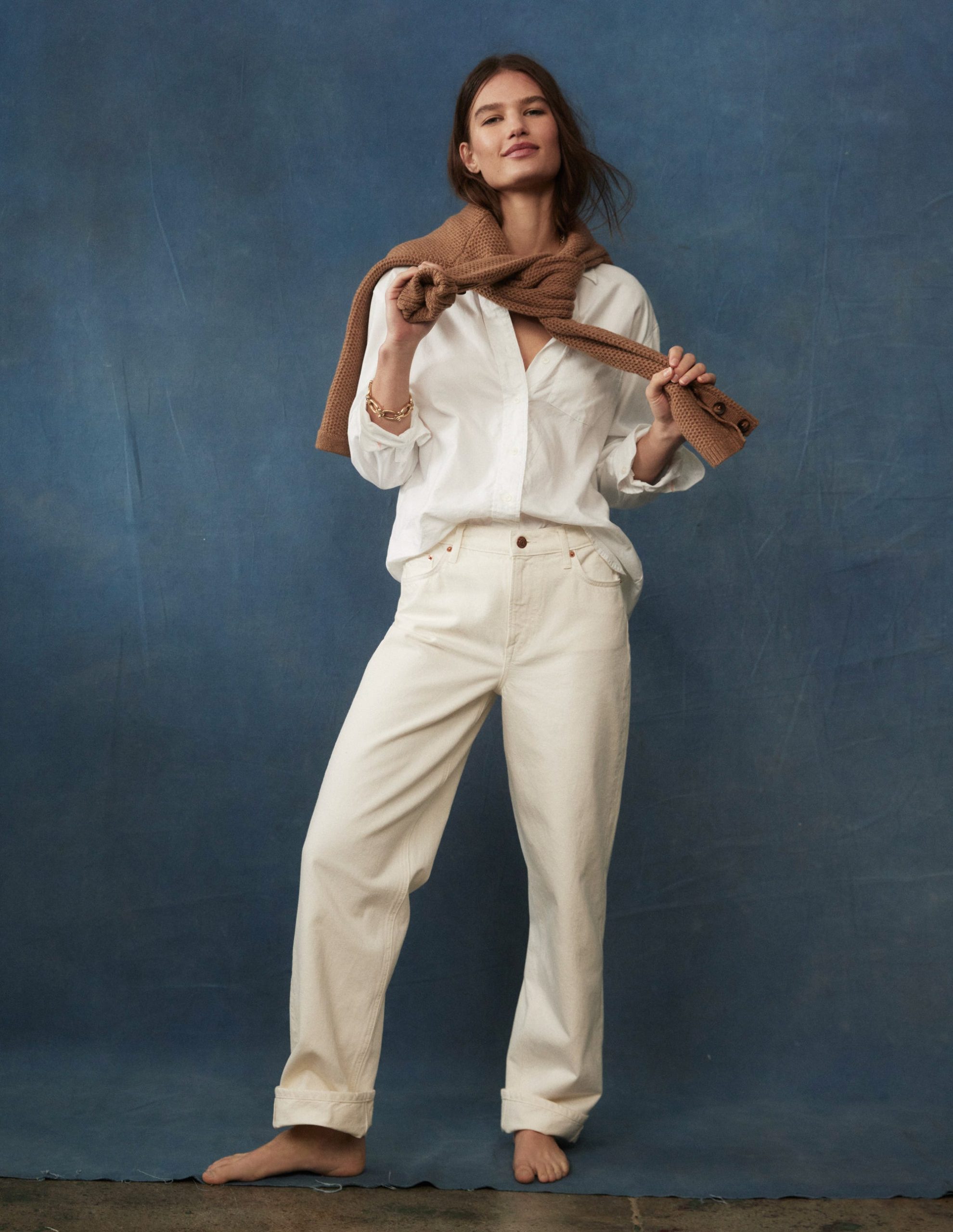 Sadie Relaxed Cotton Shirt-White Oxford - Image 8