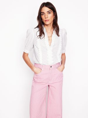 Feminine Cotton Blouse-White