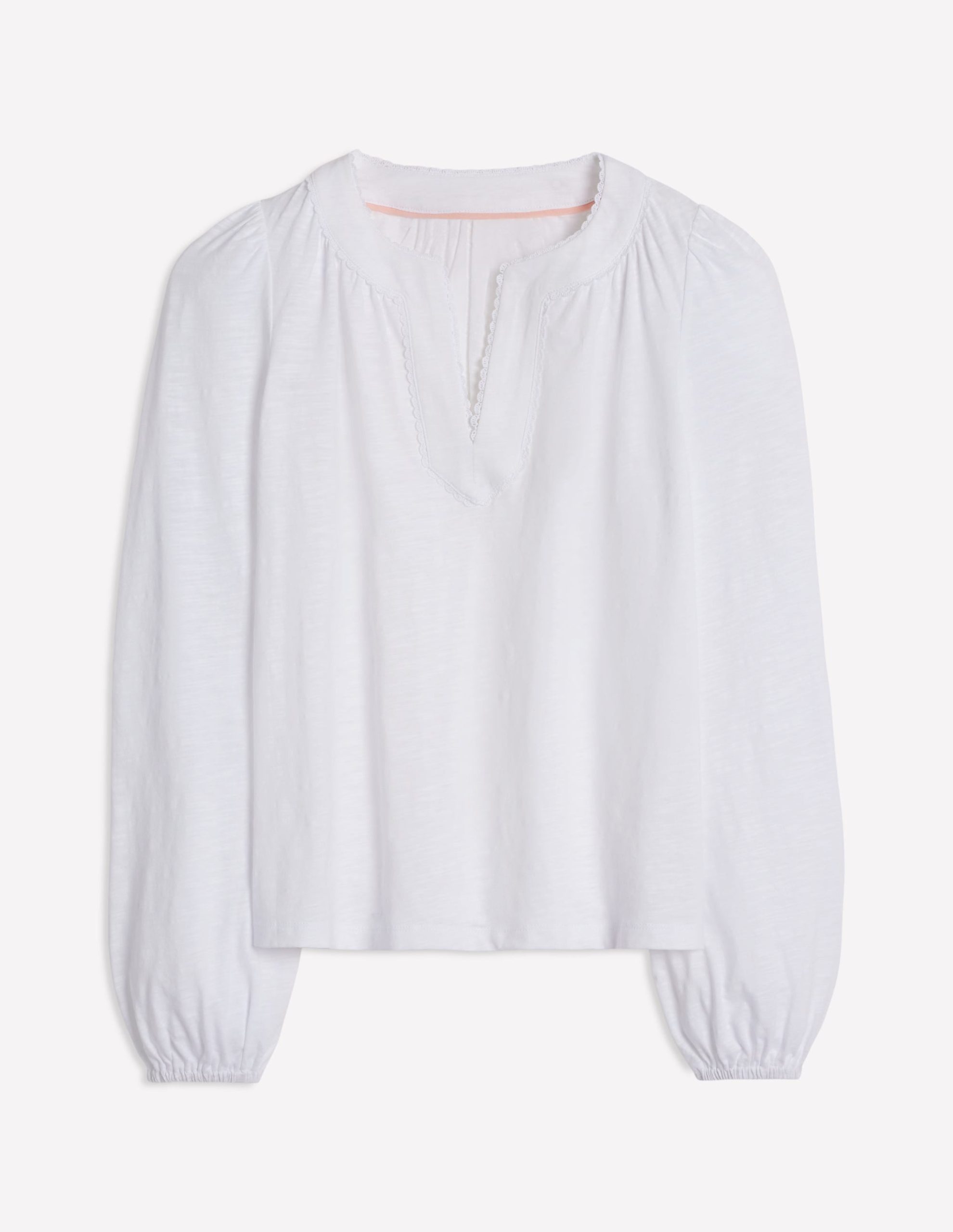 Ava Long Sleeve Trim Top-White - Image 5