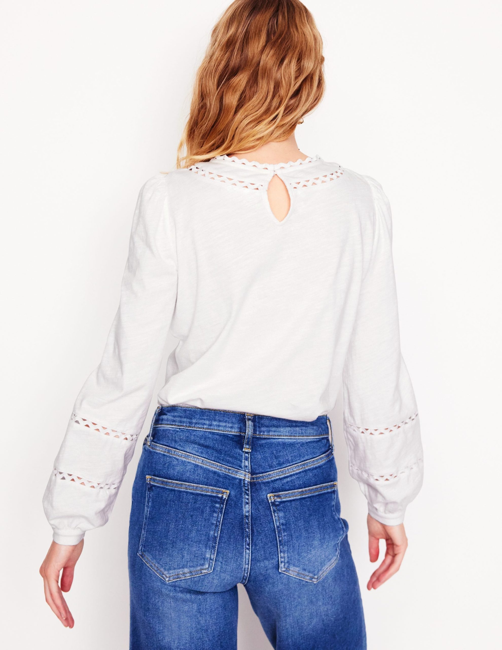 Daisy Long Sleeve Top-White - Image 3