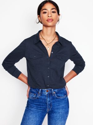 Amy Jersey Shirt-Navy