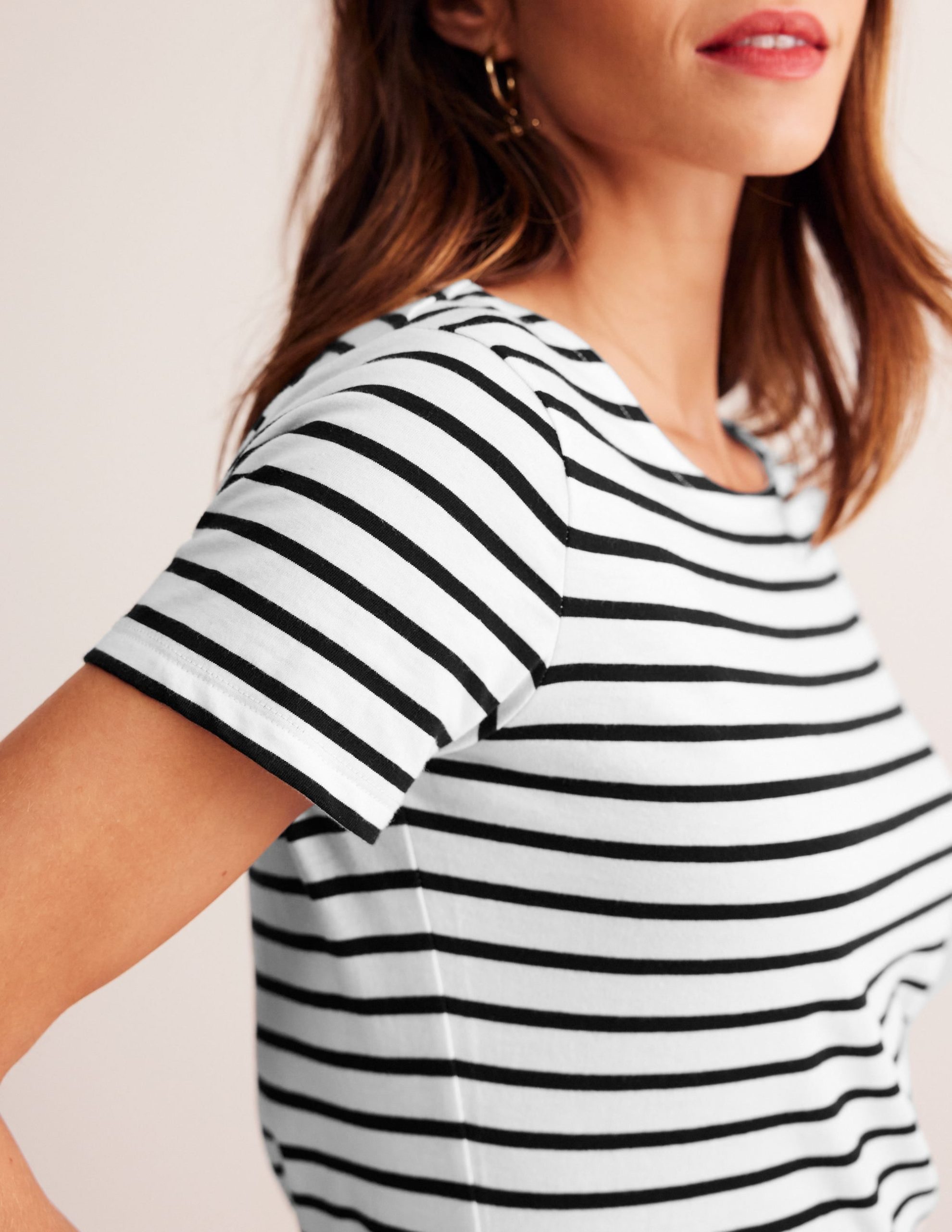 Ella Short Sleeve Breton-Ivory. Black - Image 2