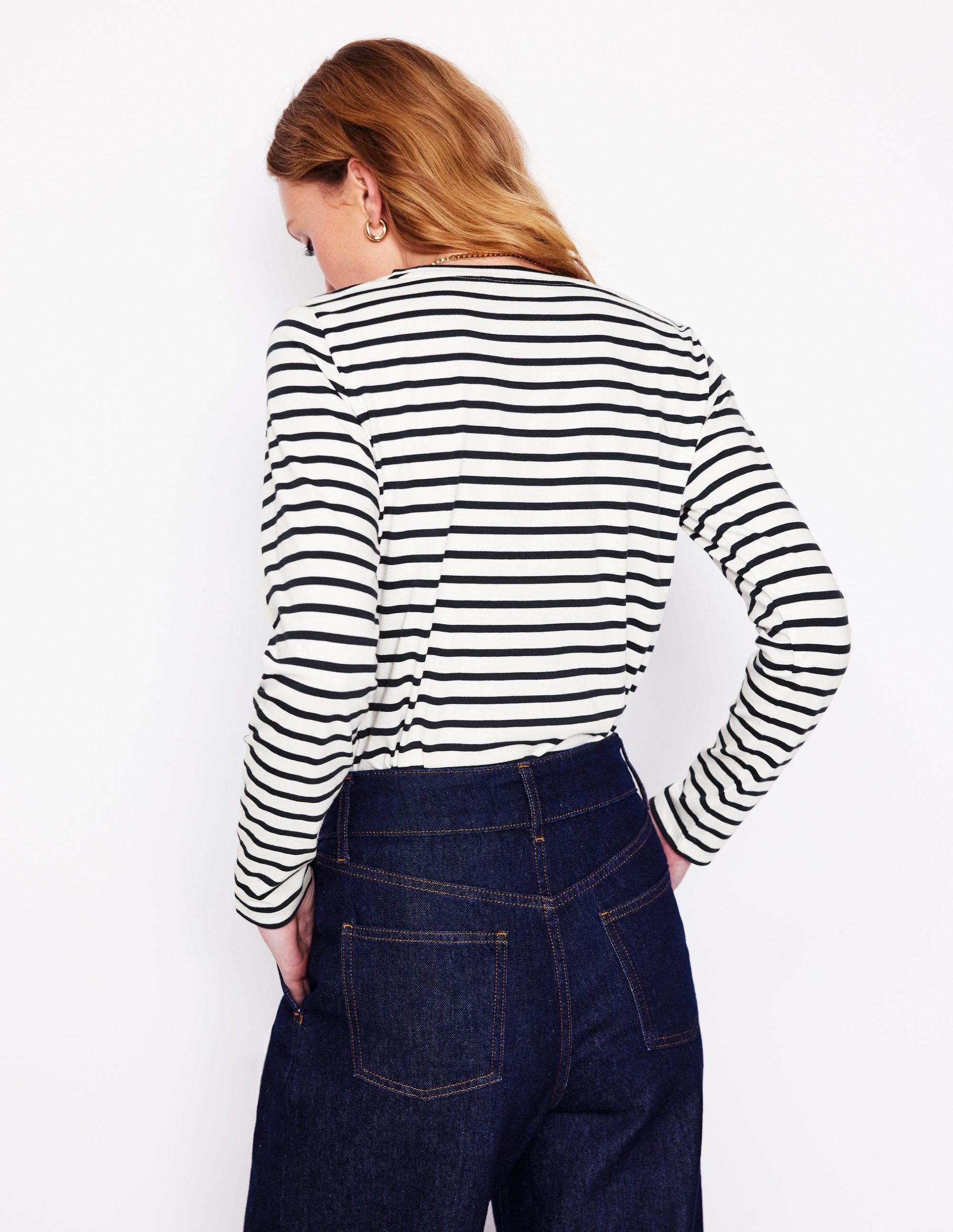 Novelty Long Sleeve Jersey Top-Ivory. Navy Cherries - Image 4