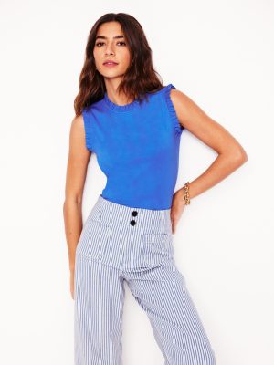 Supersoft Frill Detail Vest-Gallery Blue