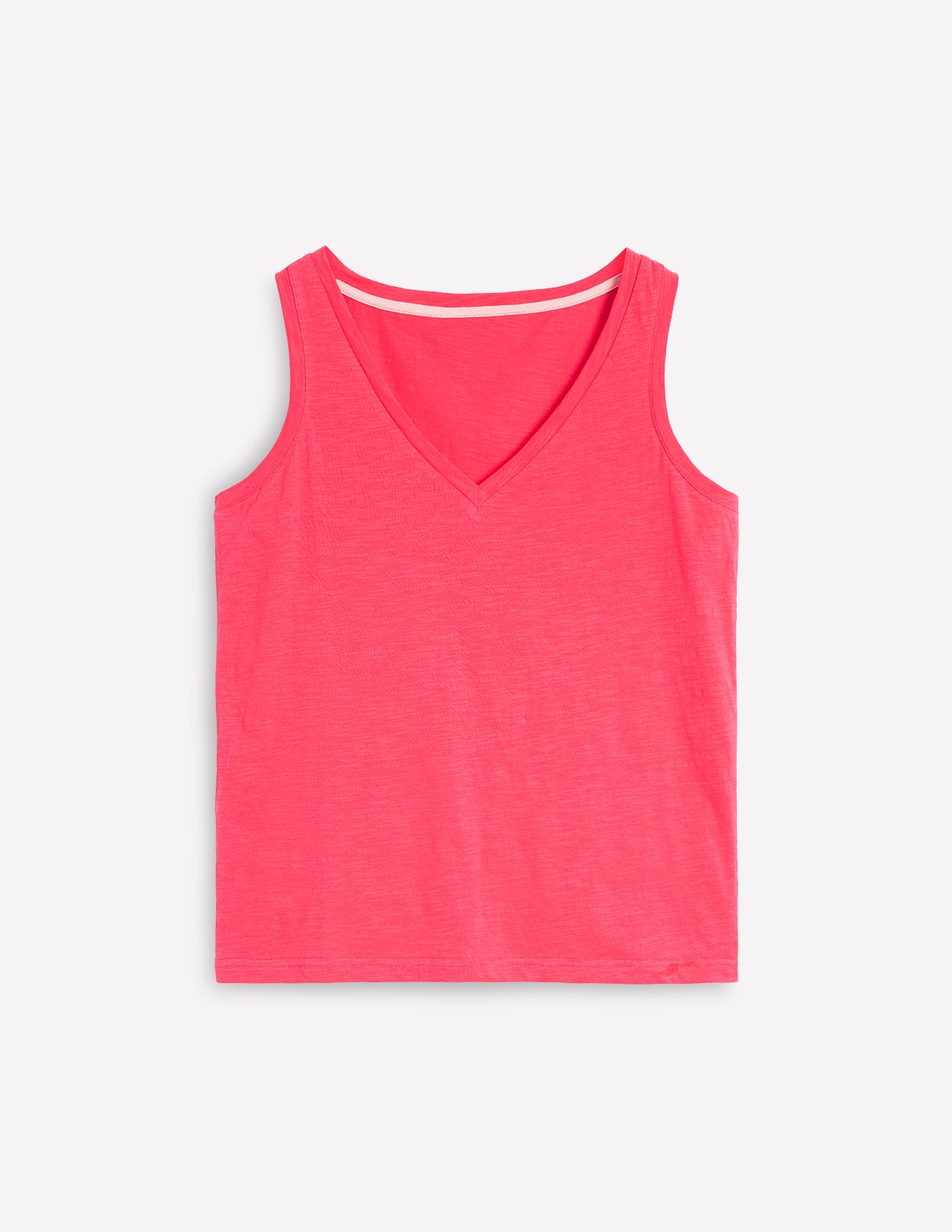 Regular V-Neck Slub Vest-Camelia Pink - Image 5