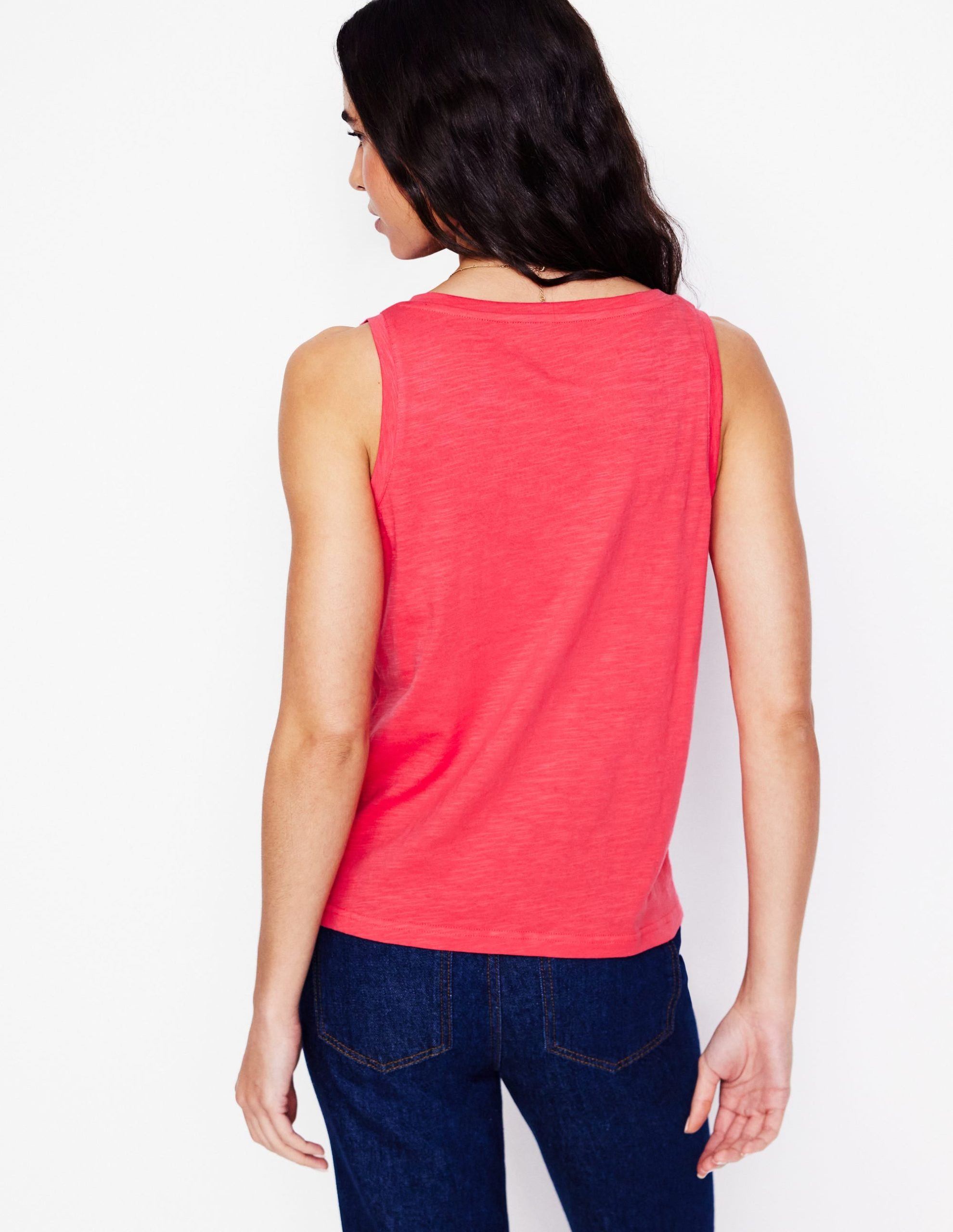 Regular V-Neck Slub Vest-Camelia Pink - Image 3