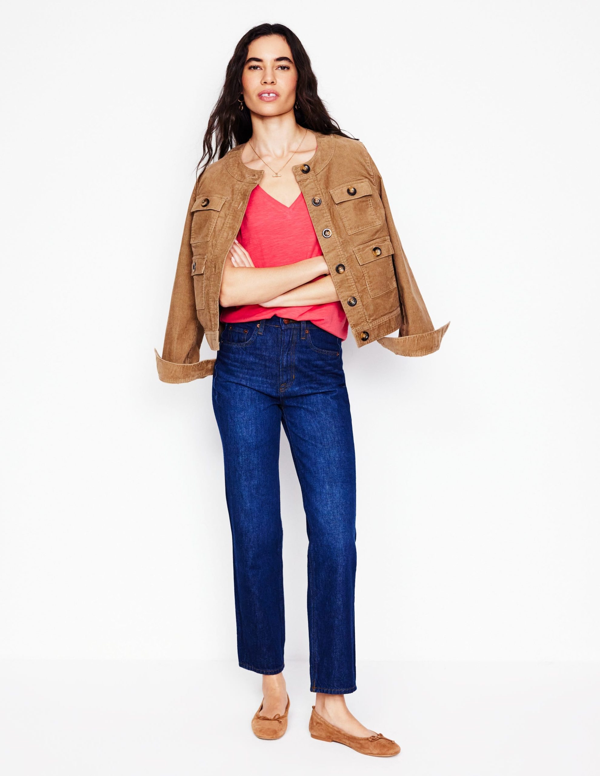 Regular V-Neck Slub Vest-Camelia Pink - Image 4