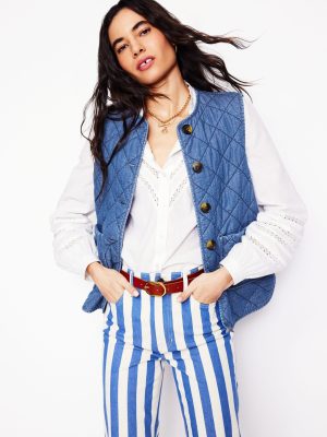 Denim Quilted Gilet-Mid Wash