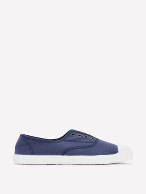 Laceless Canvas Plimsoll-Navy