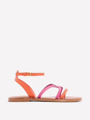 Casual Flat Sandal-Pink Peony/Gladioli Orange