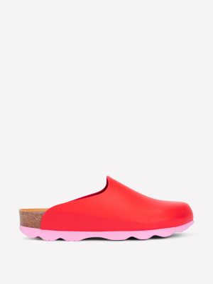 Lyla Colour Block Clogs-Post Box Red/Soft Pink