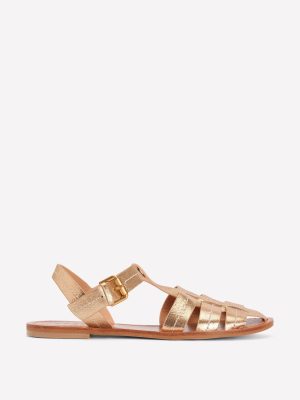 Fisherman Flat Sandals-Gold
