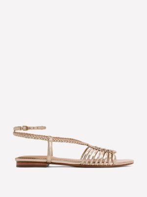 Multi Strap Flat Sandal-Gold