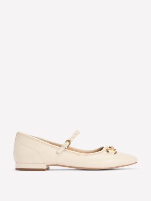Iris Snaffle Mary Jane Flats-Ecru